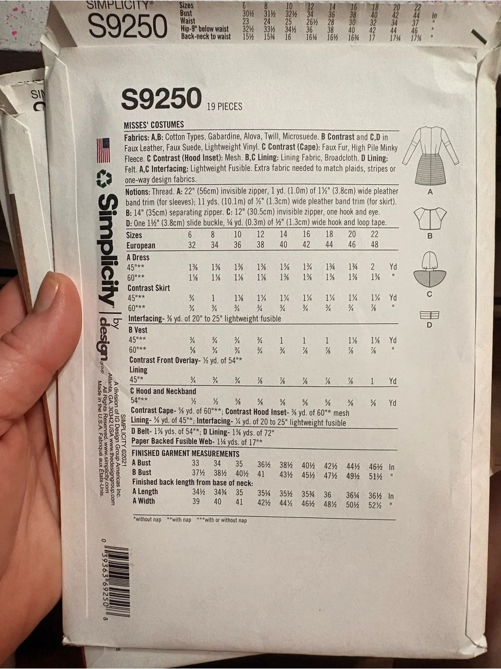 BN UNCUT SIMPLICITY 9250 R5 PLUS SIZE SEWING PATTERNS RENAISSANCE KNIGHT COSTUME